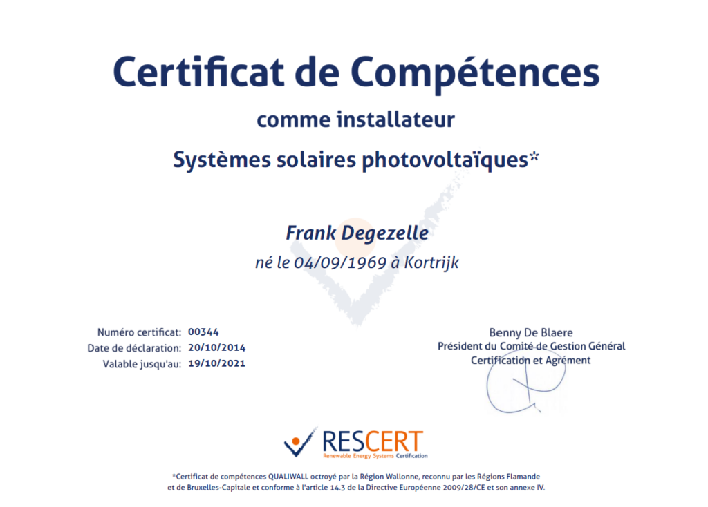 Certificat de compétences